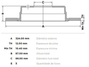 KIT 2 PÇs DISCO FREIO HYUNDAI VERACRUZ 3.8 V6 4WD EIXO TRASEIRO 2007 EM DIANTE 33X33X12