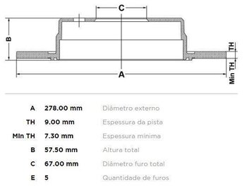 KIT 2 PÇs DISCO FREIO MERCEDES-BENZ 100 Caixa (631) C 180 Kompressor (204.246) TRAS 2007 EM DIANTE 28x28x12