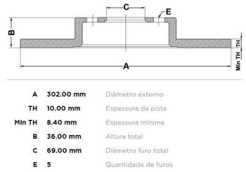 KIT 2 PÇs DISCO FREIO MITSUBISHI OUTLANDER II (CW_W) 3.0 4WD TRAS 2009 2012 30x30x12