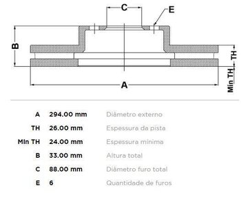 KIT 2 PÇs DISCO FREIO SSANGYONG CHAIRMAN (HT_) 2.7 Xdi DIANT 2004 EM DIANTE 30X30X12