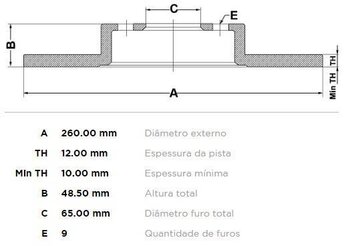 DISCO FREIO VW JETTA V (1K2) 2.5 Highline TRAS 2007 2010 27X27X12