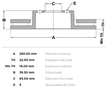 DISCO FREIO VW APOLLO tres volumes 1.6 DIANT 1998 2005 29X29X12