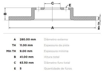 DISCO FREIO VOLVO 850 (LS) 2.0 FlexFuel TRAS 2010 2012 29x29x12