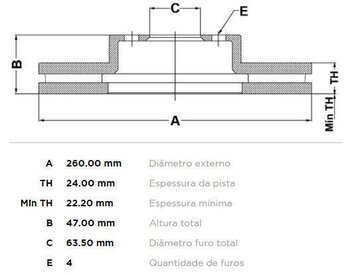 DISCO FREIO FORD MONDEO I Turnier (BNP) 1.8 i 16V 4x4 DIANT 1993 1996 27X27X12