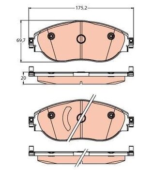 PASTILHA FREIO VW PASSAT B8 (3G2, CB2) 2.0 TSI Comfortline Highline EIXO DIANTEIRO 2015 2020 175,2X69,7X20