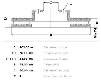 KIT 2 PÇs DISCO FREIO PEUGEOT 408 1.6 THP DIANT 2012 EM DIANTE 31X31X12