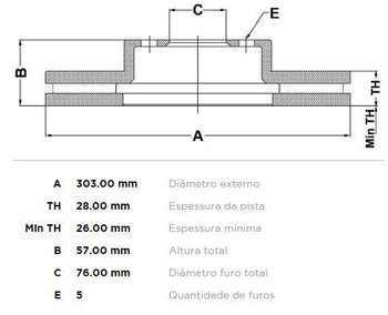 KIT 2 PÇs DISCO FREIO VW AMAROK (2HA, 2HB, S1B, S6B, S7A, S7B) 2.0 TDI CS 4motion EIXO DIANTEIRO 2012 2019 31x31x12