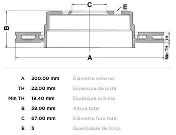 KIT 2 PÇs DISCO FREIO MERCEDES-BENZ 100 Caixa (631) E 350 (207.356) TRAS 2011 EM DIANTE 31X31X12