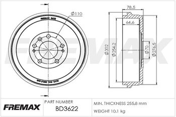 TAMBOR FREIO FIAT TORO (226_) 1.8 Flex (226.117) 2016 2021