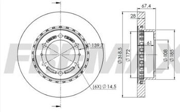 KIT 2 PCs DISCO FREIO TOYOTA HILUX VIII Caminhão de plataforma/chassis (_N1_) 2.8 D-4D 4WD (GUN126_) 2015 2020