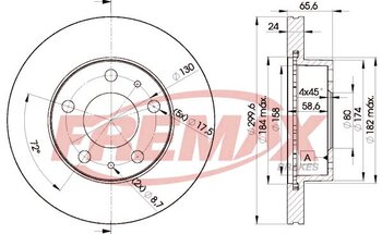 DISCO FREIO FIAT DUCATO Caminhão de plataforma/chassis (250_) 130 Multijet 2,3 D EIXO DIANTEIRO 2018 2023 65,5