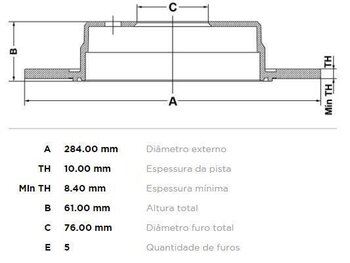 DISCO FREIO HYUNDAI TUCSON (JM) 2.0 Tração integral EIXO TRASEIRO 2004 2010 61