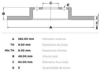 KIT 2 PÇs DISCO FREIO HONDA ACCORD VIII (CU) 2.0 i (CU1) EIXO TRASEIRO 2008 2013 49