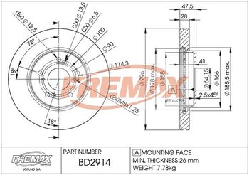 KIT 2 PÇs DISCO FREIO HONDA CR-V IV (RM_) 2.0 AWD (RE5, RM2) EIXO DIANTEIRO 2012 2013 47,5