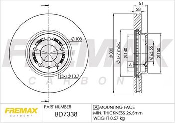 KIT 2 PÇs DISCO FREIO FORD FUSION V Sedan (CD) 2.0 EcoBoost EIXO DIANTEIRO 2013 2015 50,8