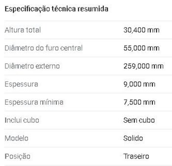 KIT 2 PÇs DISCO FREIO LEXUS CT (ZWA10_) 200h ECO (ZWA10_) EIXO TRASEIRO 2013 EM DIANTE 45