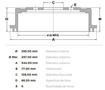 TAMBOR FREIO TOYOTA HILUX VI Pick-up (_N1_) 3.0 D CS DX 4WD (LN172, LN167) EIXO TRASEIRO 1997 2005