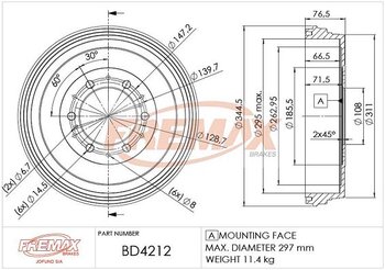 TAMBOR FREIO TOYOTA HILUX VI Pick-up (_N1_) 3.0 D CS DX 4WD (LN172, LN167) EIXO TRASEIRO 1997 2005