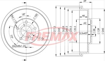 KIT 2 PÇs TAMBOR FREIO SUBARU LEGACY II SW (BG) 2.0 i (BG4) EIXO TRASEIRO 1994 1997