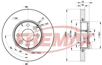 KIT 2 PÇs DISCO FREIO RENAULT CLIO II (BB_, CB_) 1.0 Campus Flex (CB32, CB3B, CB3V, CB3W, BB32, BB3 2012 2016 44