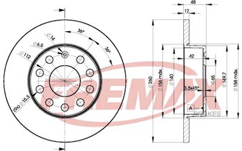 KIT 2 PCs DISCO FREIO AUDI A3 (8P1) 1.6 EIXO TRASEIRO 2005 2012 48