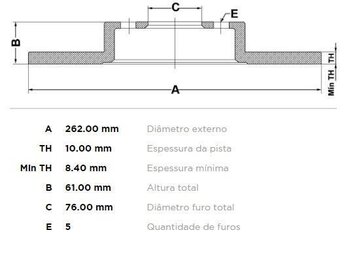 KIT 2 PCs DISCO FREIO HYUNDAI TUCSON (JM) 2.0 EIXO TRASEIRO 2004 2010 61