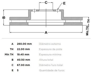 KIT 2 PÇs DISCO FREIO MERCEDES-BENZ A-CLASS MONOCAB (W168) A 160 (168.033, 168.133) EIXO DIANTEIRO ESQUERDA 1999 2005 40,5