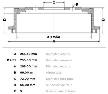 DISCO FREIO FIAT DUCATO Furgão (230_) 2.5 D EIXO TRASEIRO 1997 1999 98,5