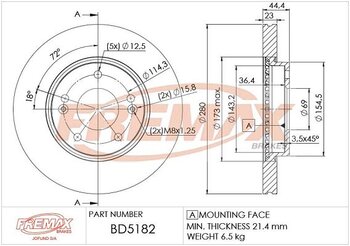 KIT 2 PÇs DISCO FREIO HYUNDAI VELOSTER (FS) 1.6 MPI 2011 2013 44,5