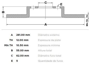 KIT 2 PÇs DISCO FREIO TOYOTA RAV 4 III (_A3_) 2.4 4WD (ACA31, ACA33) TRAS 2005 2012 29X29X12