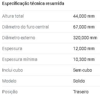 DISCO FREIO MERCEDES-BENZ EQA (H243) EQA 250 (243.701) EIXO TRASEIRO 2022 EM DIANTE 44