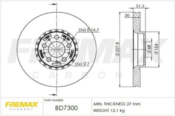 DISCO FREIO VOLVO XC90 I (275) T6 AWD EIXO DIANTEIRO 2003 2006 51,4