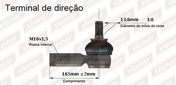 TERMINAL DIRECAO TOYOTA COROLLA CROSS (ZVG1_, ZSG1_, MXGH1_, MXGA1_) 1.8 Hybrid Flex (ZVG10) EIXO DIANTEIRO LADO DIREITO 2021 EM DIANTE 165