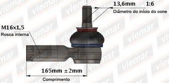 TERMINAL DIRECAO TOYOTA COROLLA Sedan (_E21_) 2.0 VVT-iE Flex (MZEA12) EIXO DIANTEIRO LADO ESQUERDO , EXTERIOR 2019 EM DIANTE 166