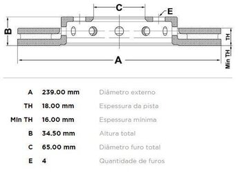 KIT 2 PÇs DISCO FREIO VW APOLLO tres volumes 1.4 DIANT 1999 2001 24X24X12