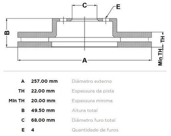 KIT 2 PÇs DISCO FREIO NISSAN 300 1.8 DIANT 2000 2006 26X26X12