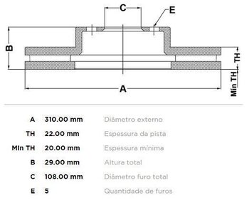 DISCO FREIO SUZUKI GRAND VITARA I (FT, HT) 2.5 V6 24V 4x4 (SQ625) EIXO DIANTEIRO 1998 2001 29