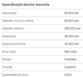 DISCO FREIO BMW X5 (G05, F95) xDrive 45 e Plug-in-Hybrid EIXO DIANTEIRO LADO ESQUERDO 2020 2023 66,5