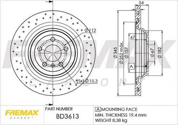 DISCO FREIO MERCEDES-BENZ M-CLASS (W166) ML 350 4-matic (166.057) EIXO TRASEIRO 2011 2015 54