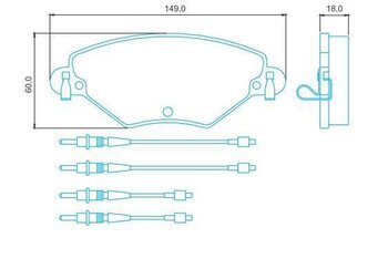 PASTILHA FREIO CITROËN C5 I (DC_) 2.0 Exclusive 16V (DCRFNC, DCRFNF) EIXO DIANTEIRO 2001 2004 148,7X57,9X17,7