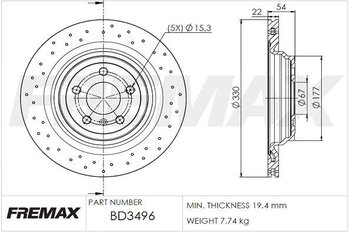 KIT 2 PÇs DISCO FREIO MERCEDES-BENZ M-CLASS (W166) ML 350 BlueTEC 4-matic (166.024, 166.023) EIXO TRASEIRO 2013 2015 54