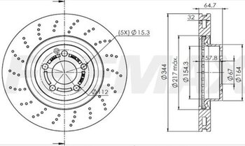 DISCO FREIO MERCEDES-BENZ SLK (R172) 300 (172.438) EIXO DIANTEIRO 2015 EM DIANTE 64,5