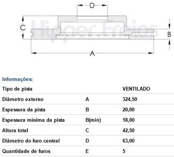 DISCO FREIO LAND ROVER DISCOVERY SPORT (L550) 2.0 Si4 FLEX 4x4 2020 EM DIANTE