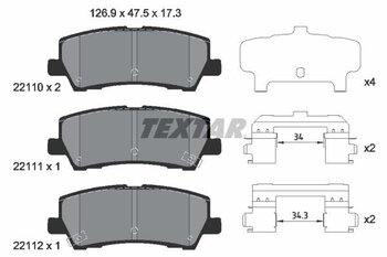 PASTILHA FREIO FORD USA MUSTANG Coupé 2.3 EcoBoost EIXO TRASEIRO 2017 2017 126,9X47,5X17,3