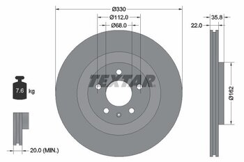 DISCO FREIO AUDI A4 B8 (8K2) 2.0 TFSI EIXO TRASEIRO 2008 2014 35,8