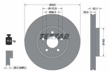 DISCO FREIO AUDI A5 (8T3) 2.0 TFSI quattro EIXO DIANTEIRO 2009 2016 52,1