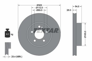 KIT 2 PÇs DISCO FREIO MERCEDES-BENZ C-CLASS (W205) C 200 EQ Boost (205.077) EIXO DIANTEIRO 2018 2021 64,5