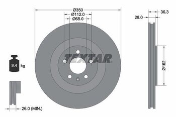 DISCO FREIO AUDI Q7 (4MB, 4MG, 4MQ) 3.0 TDI quattro EIXO TRASEIRO 2017 2019 36,3