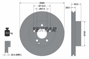 KIT 2 PÇs DISCO FREIO MERCEDES-BENZ C-CLASS (W204) C 250 CGI (204.047) EIXO DIANTEIRO 2009 2014 64,5