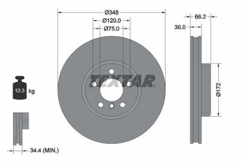 KIT 2 PÇs DISCO FREIO BMW 5 Gran Turismo (F07) 535 i xDrive EIXO DIANTEIRO LADO DIREITO 2010 2012 66,2